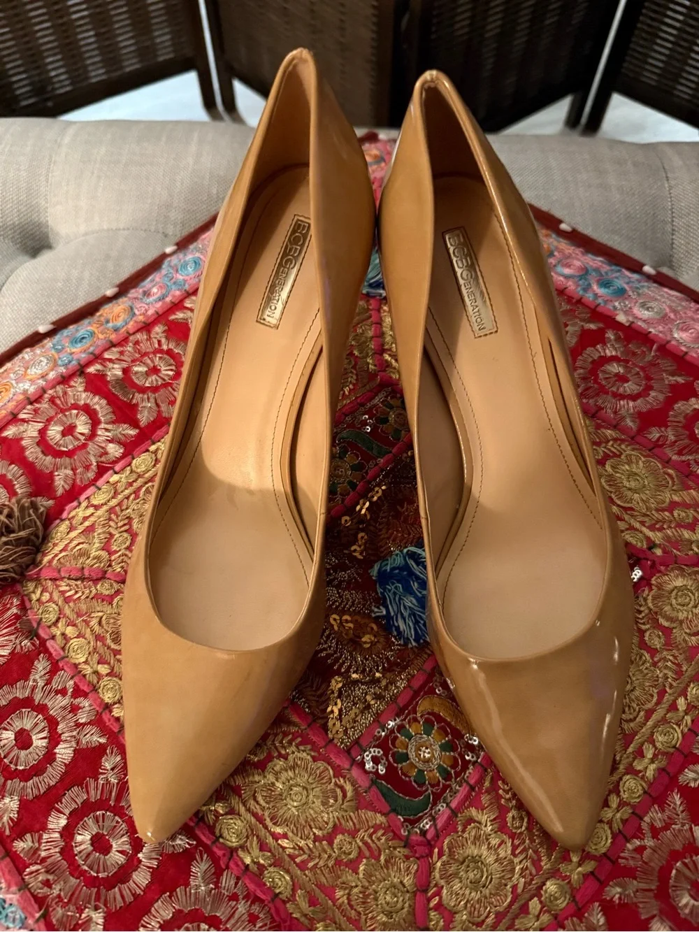 BCBGeneration Patent Nude Pointed-Toe Pumps